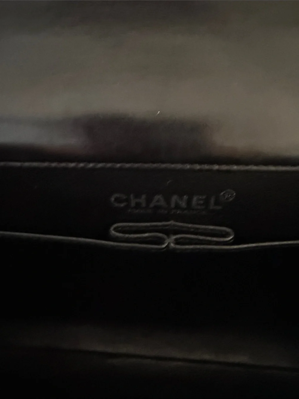 CHANEL Black Quilted Patent Leather chocolate bar silver HW pristine w card